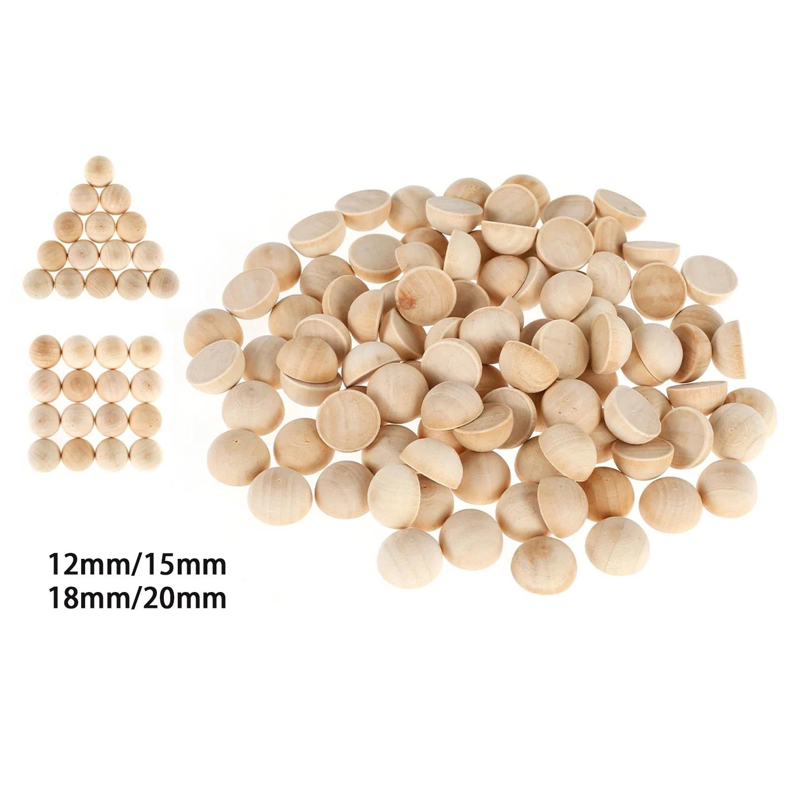 

100Pcs Unfinished Half Wooden Beads for Paint DIY Projects Tiered Tray Decor 1.2cmx0.6cm