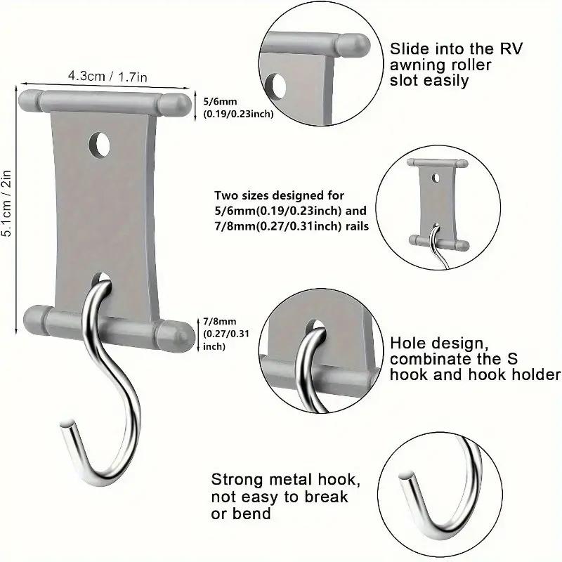 6 Pcs S Shaped Camping Awning Hooks Clips RV Tent Hangers Light Hangers With Holes For Caravan Camperb Accessories