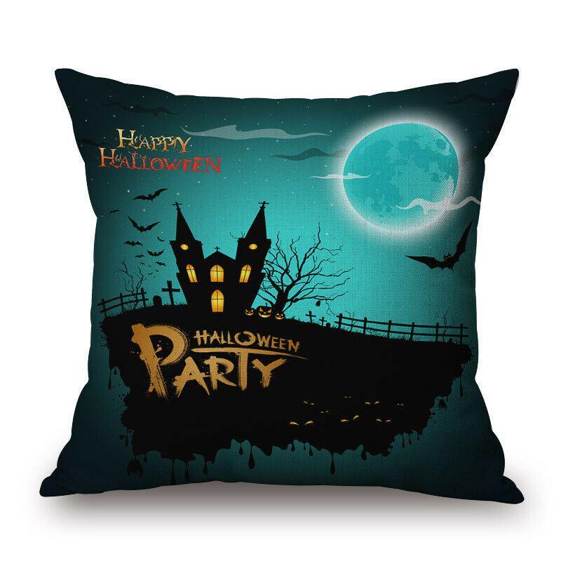 Cotton Linen Halloween Sofa Decor Cushion Cover With Stylish Pumpkin Design