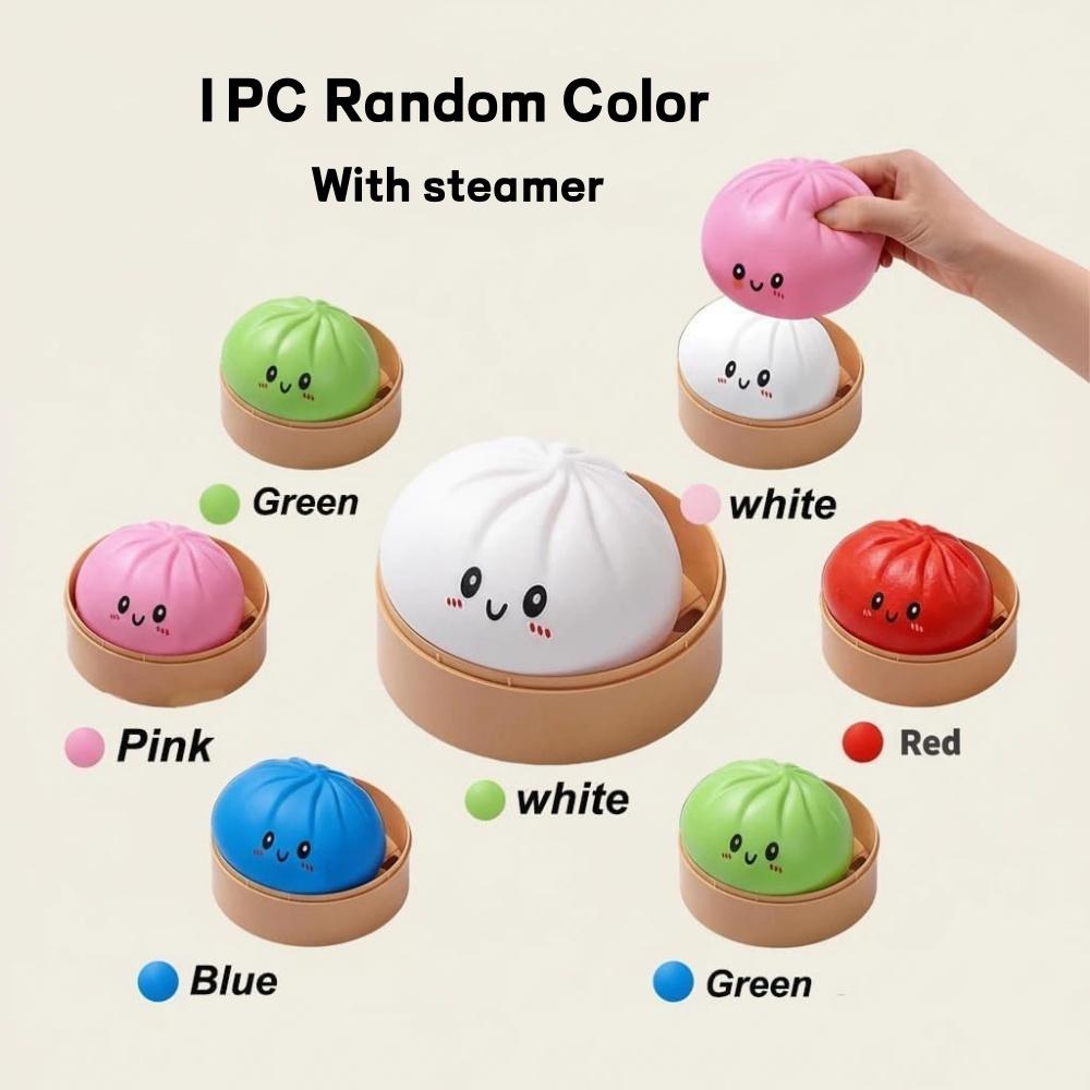 

Large Dumpling Stress Sphere With Steamer Vivid Squishy Bun Tactile Plaything For Anxiety Relief, Squeeze Dough Ball For Adults&Kids