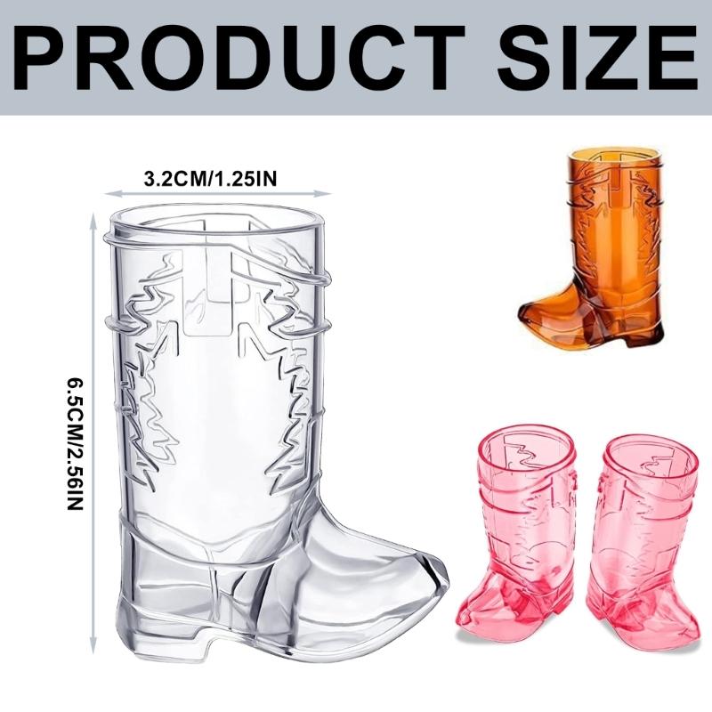 6Pcs Drinking Cups Plastic Shot Glasses Cowboy Boot Shape Plastic Party Cups Plastic Beer Cup Western Party Supplies