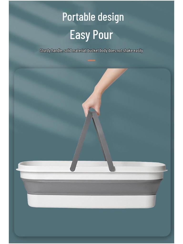 60cm Extra Large Foldable Rectangular Plastic Mop Bucket for Household Storage and Washing