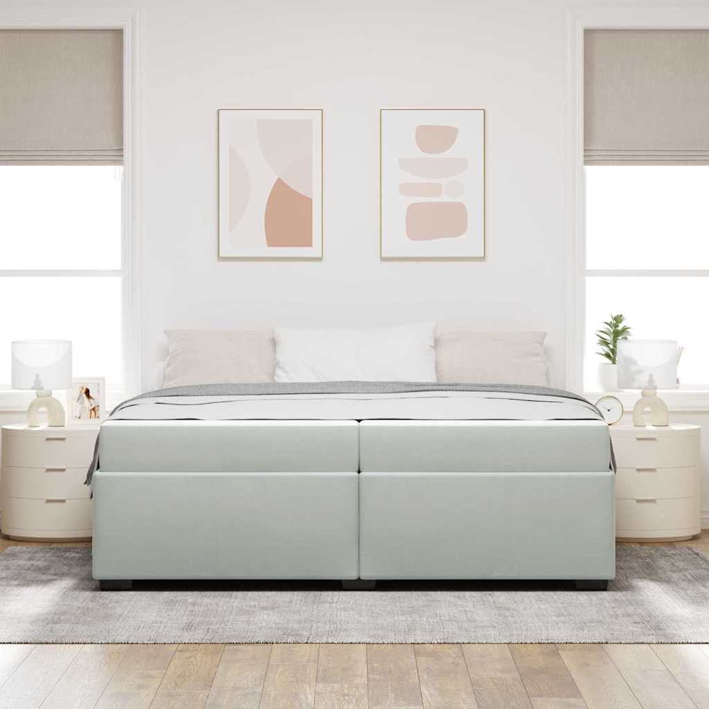 Upholstered Bed Frame with Mattress Light Grey 200 X 200 Cm Fabric