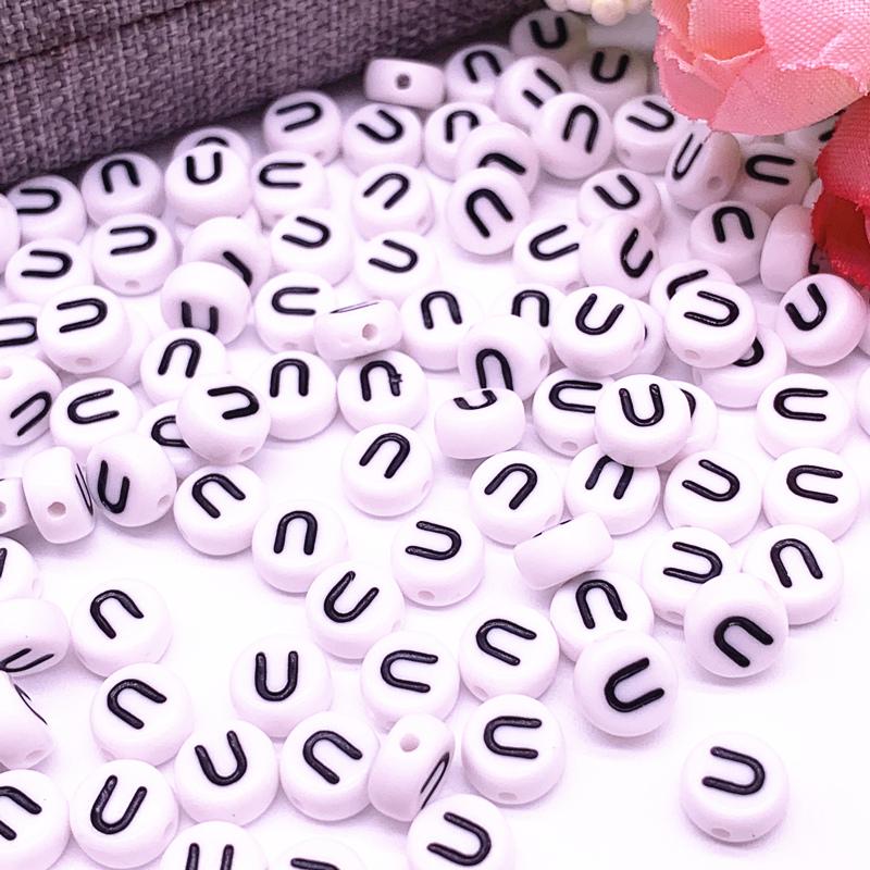 100pcs/lot 7x4mm 26 Letter Beads Round Shape Beads Alphabet Letter Charms for Make Jewelry Accessories