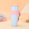 Stainless Steel Vacuum Insulated Travel Mug With Carabiner Strap Leakproof Straw Lid 700ml Office Car Outdoor Use