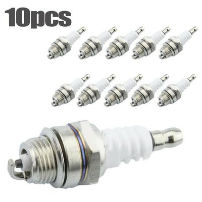 10pcs Metal Spark  Plugs For Gasoline Garden Machinery Engine Brush Cutter Chainsaw
