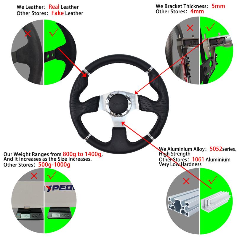 TIYPEOR 350mm Suede Steering Wheel Black Deep 90mm Steering Wheel