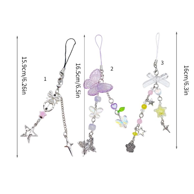 Eye Catching Phone Charm Unique Bowknot Keyring Stylish Keychain Phone Accessories Bag Pendant for Purse Backpack Wallet