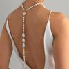 Elegant Baroque Imitation Pearl Back Chain Long Necklace For Women Retro Pearl Beads Tassel Choker Beach Party Bikini Jewelry