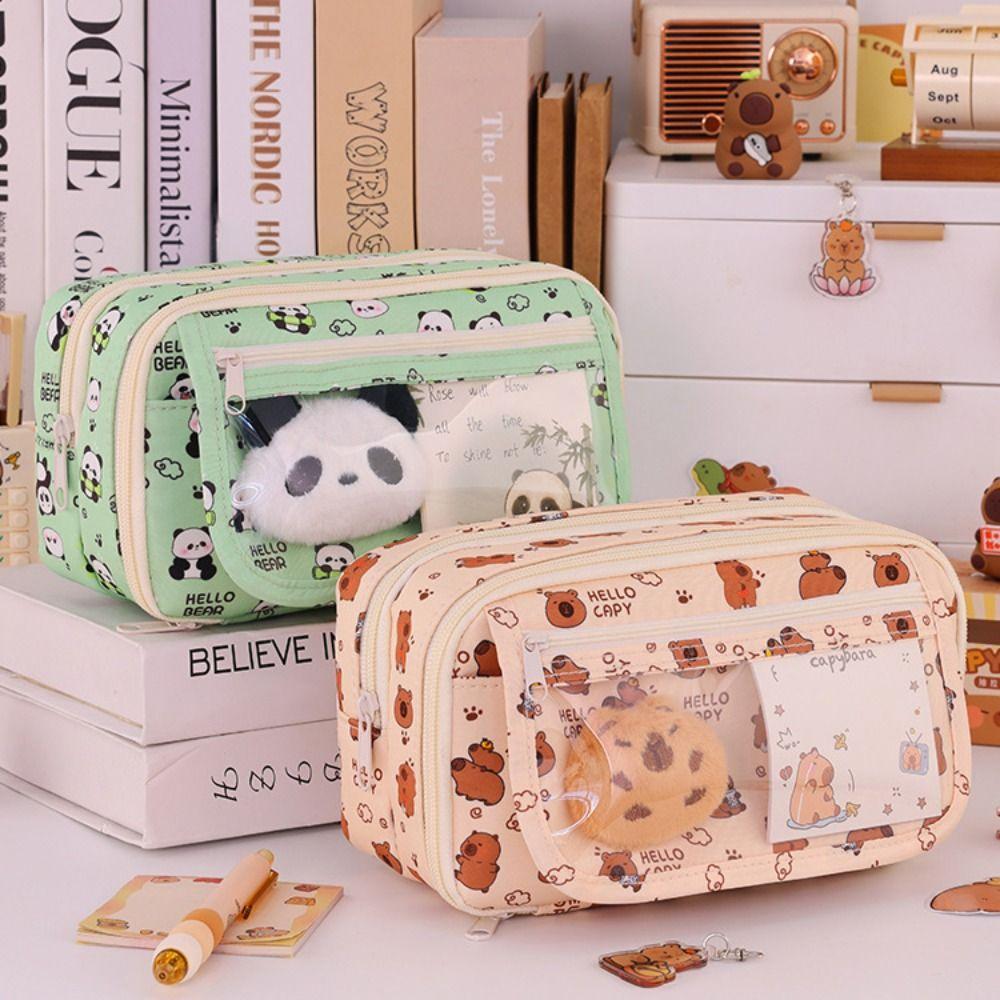 Multi Layer Pen Bag Capybara Stationery Organizer New Stationery Storage Bag School Office