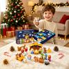 Weihnachts-Wartegeschenk für Jungen Mädchen 24 Tage Krippen-Adventskalender Kinder, Countdown-Dekoration Kinder mit Mini-Figuren,