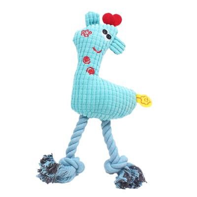 Peluche per cani Cucciolo da masticare Corda intrecciata Flanella Forma di giraffa Sicuro Carino per la pulizia dei denti degli animali domestici Cielo