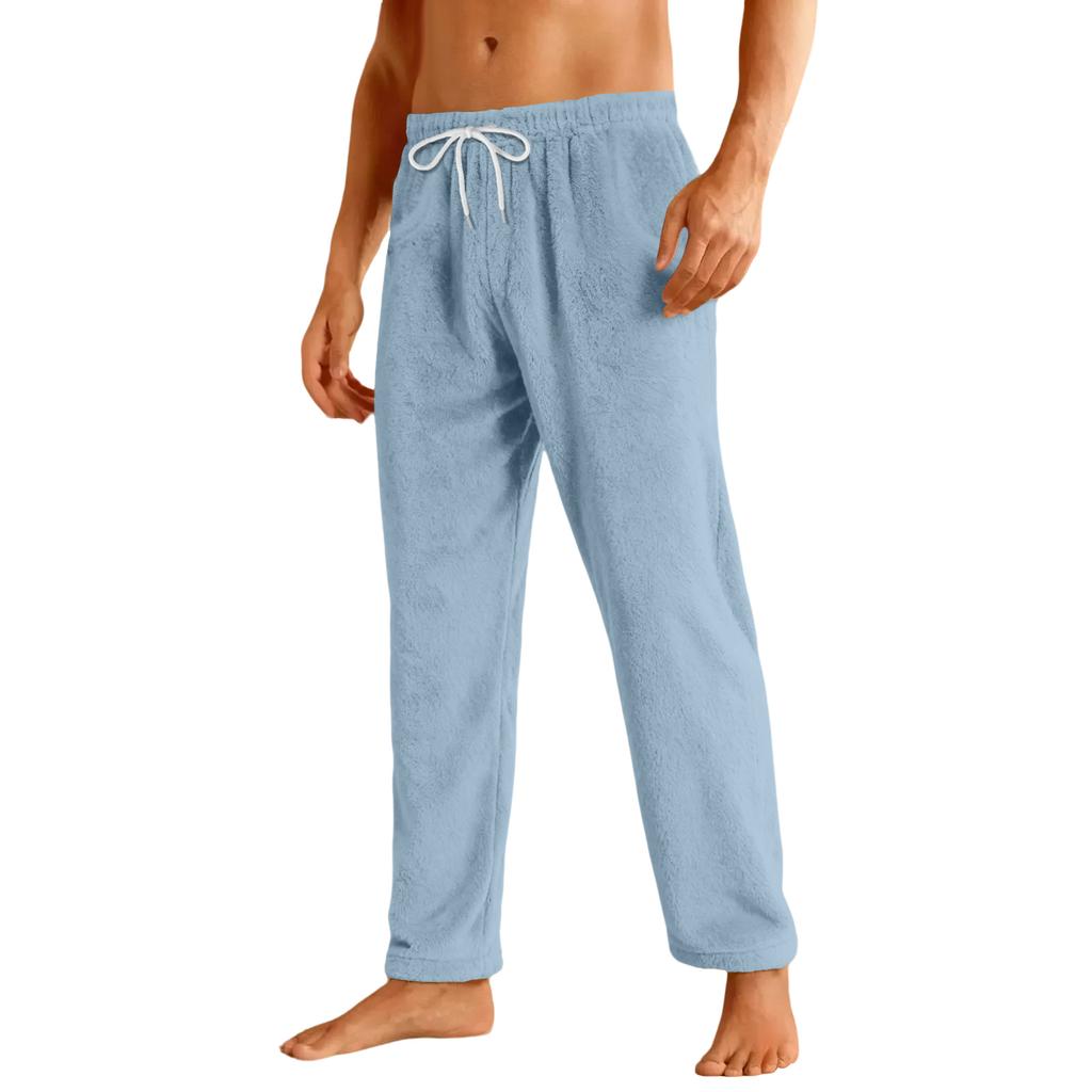 Men's Drawstring Pocket Flannel Casual Pants