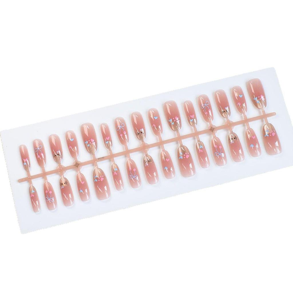 Schattige Kitten Babyroze Kattenoog Plaknagels voor Meisjes - 30 stuks