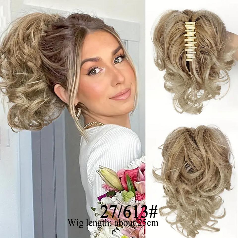 

Женский синтетический парик WTB, натуральный волнистый хвост, вьющийся хвост, подходит для женщин всех возрастов, чтобы поймать парики с хвостиком 25CM