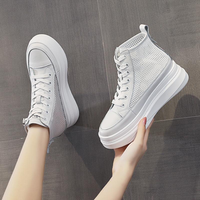 Casual shoes for women spring 2025 new high top mesh breathable sports casual board shoes Instagram trendy summer