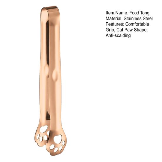 Food Tong Comfortable Grip Cat Paw Stainless Steel Portable Handheld Bread Clamp  BBQ Cooking Clip Kitchen Gadget