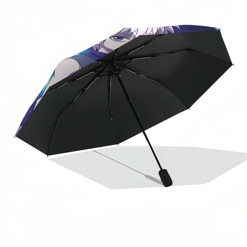1pc Killua Inspired Automatic Folding Umbrella Portable 3-Fold Design with Iron Frame, Perfect for Outdoor Use, Festive Gifts, Travel, Daily Use, Suit
