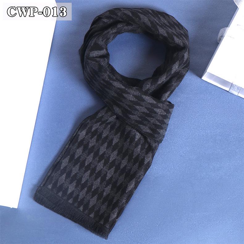 2025 Winter Men's Black Grey Plaid Imitation Cashmere Scarf