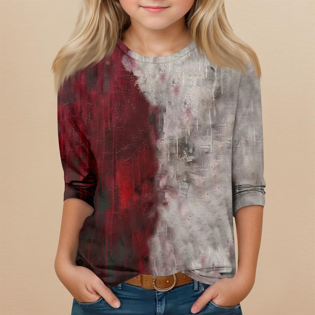 Kinder 3/4-Ärmel Rundhals Oberteil Halloween-Print Alltags-Freizeit-Oberteil