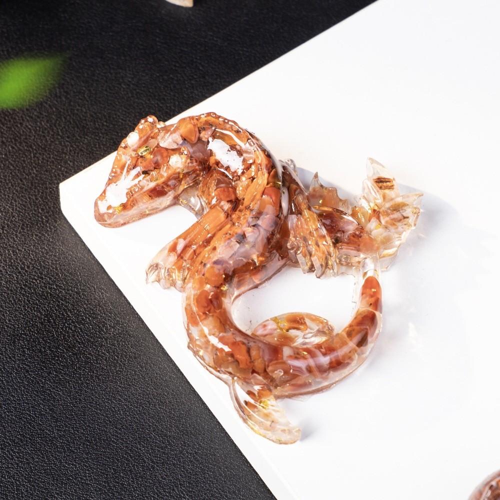 Dragon Resin Crystal Figurine Home Decor With Natural Gemstone Chips For Gift Collectors
