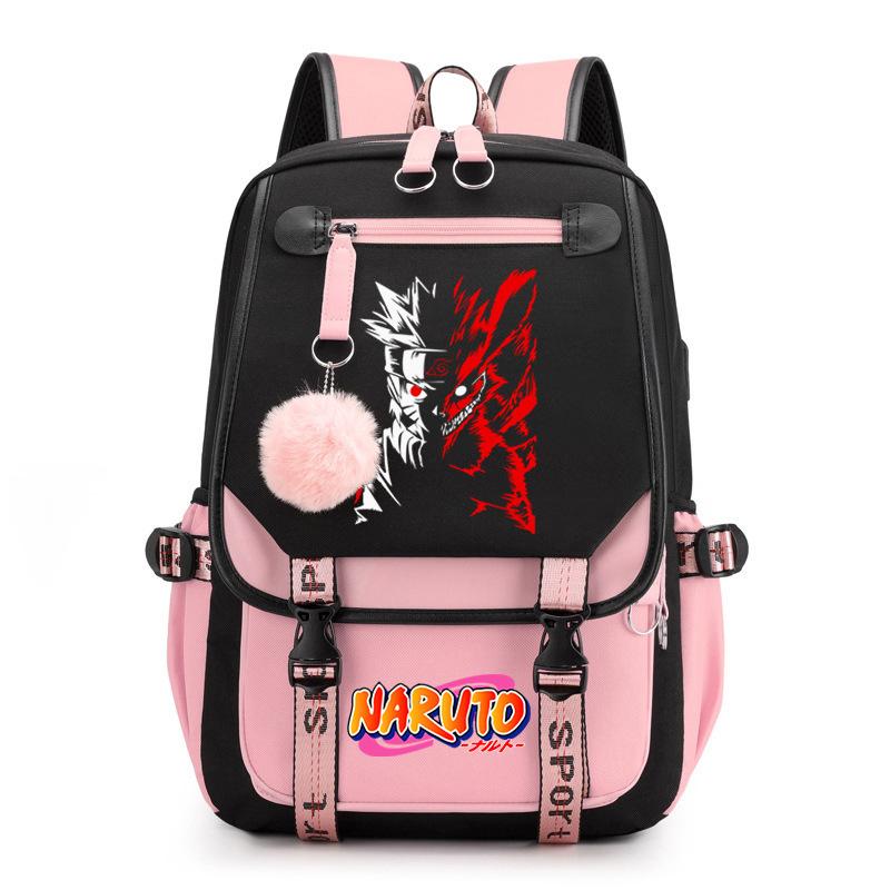 Naruto Anime Peripheral Printing Shoulder Back White Men's and Women's Leisure Outdoor Backpack Travel Bag Student School Bag