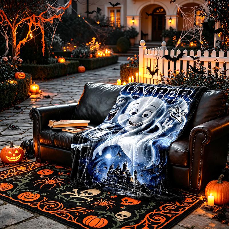 1pc Casper Ghost Character Blanket, Cozy Printed Throw Blanket, A Heartfelt Gift for Your Family and Friends