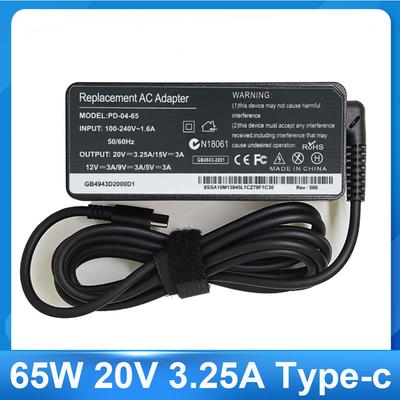 65W 20V 3.25A USB Type-C AC Laptop Power Adapter Charger For Thinkpad X1 Carbon Yoga X270 X280 T580 P51 P52s E480 E470