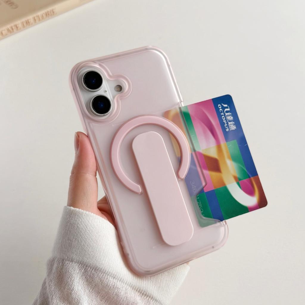 Card Holder Slot Bracket Matte Clear Phone Case For For Iphone 17 16 1 14 13 Pro Max For Magnetic Shockproof Cover