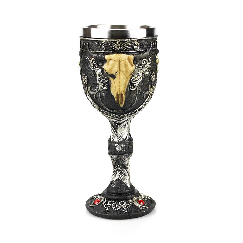 Creative 3D Gothic Wine Goblet Style Contain Dragon Claw Viking Skull Skeleton Punk Wine Glass Halloween Gifts Bar Drinkware Cup