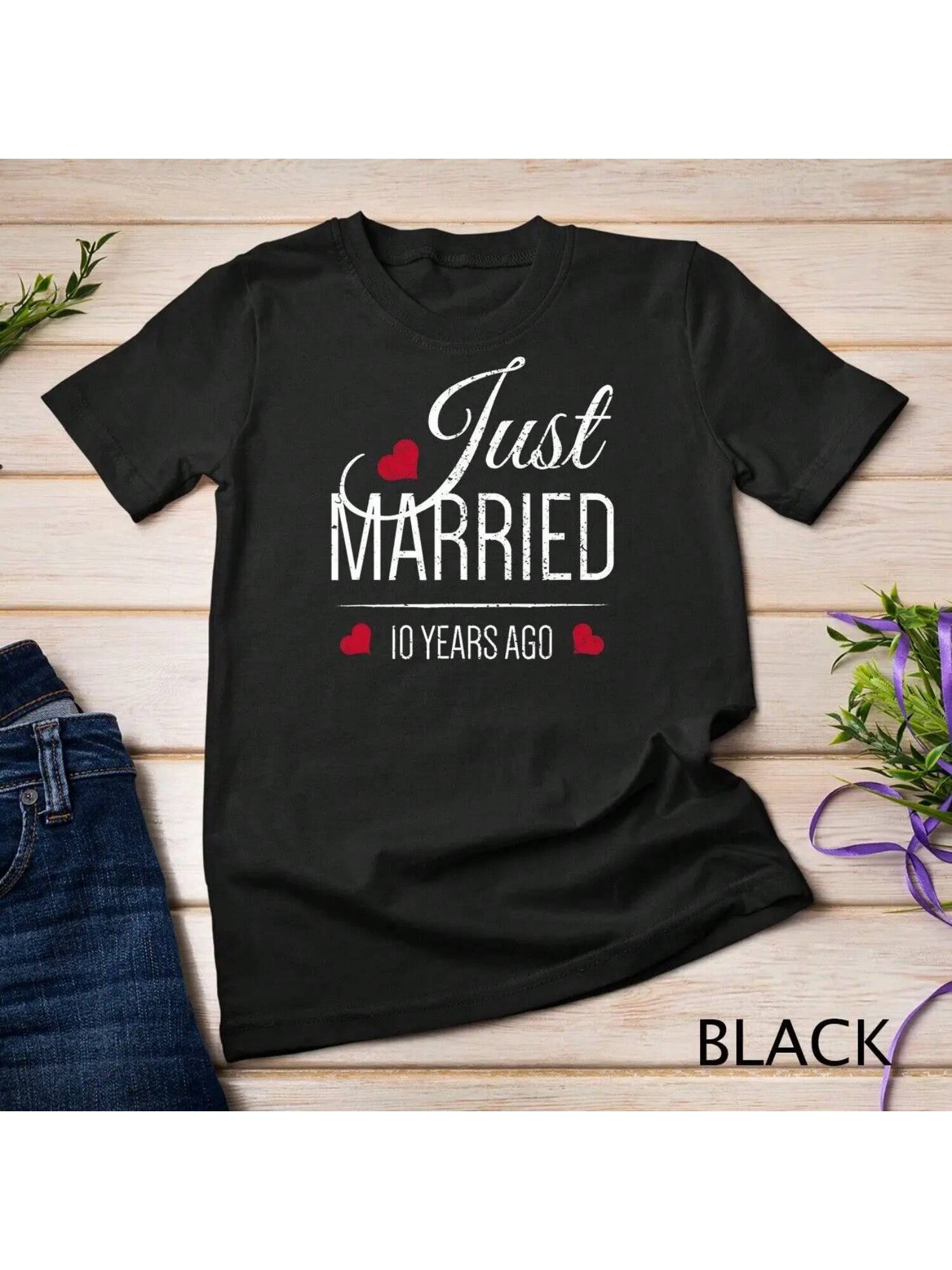 Футболка на 10-ю годовщину свадьбы «Just Married 10 Years Ago» S разноцветный