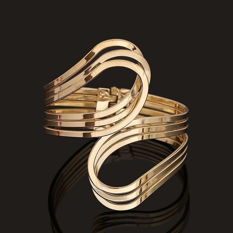 DIEZI Bijoux Gypsy Fashion Gold Silver Plated Punk Hip Hop Cuff Wide Men Bangles Arm Bracelet for Women Bracelets & Bangles