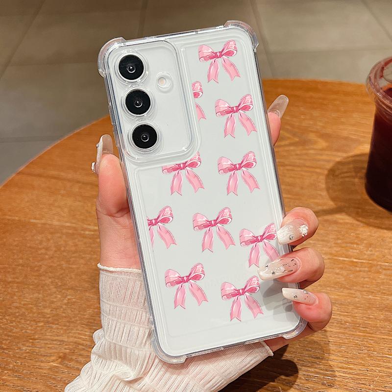 Für Samsung S25 Edge S24 FE S23 Ultra A16 A56 A36 A15 A55 A35 Hülle Schleifenmuster Klar Stoßfest Weiches Silikon Schlanke Handyhülle