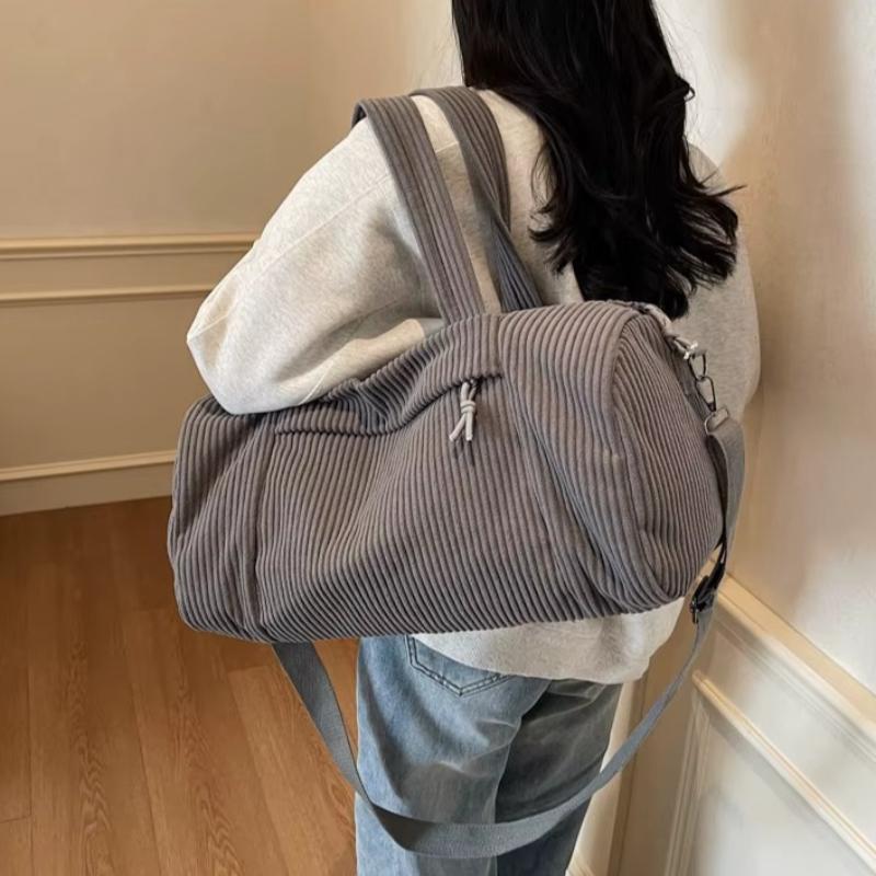 High Quality Travel Bag Corduroy Shoulder Crossbody Duffle Bag for Women Ladies Tote Luggage Bag Large Designer Handbags