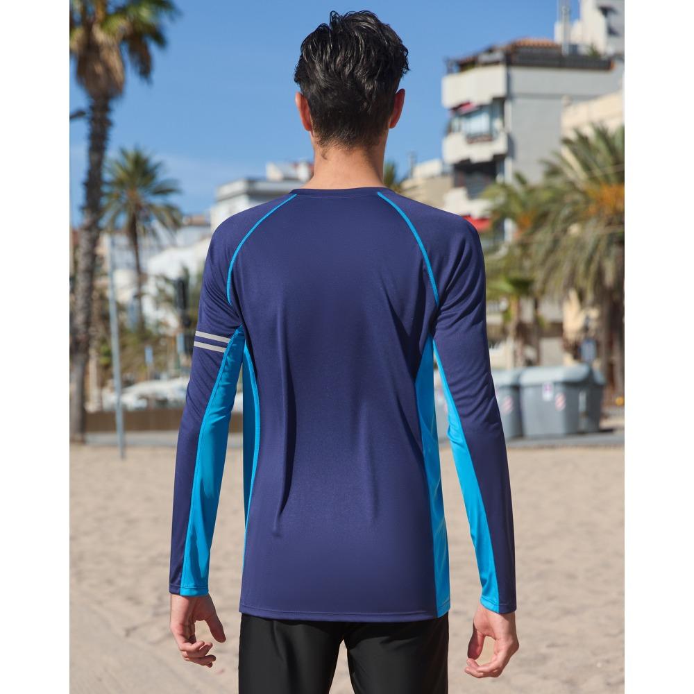 CHARMLEAKS Mens UPF 50+ Long Sleeve Rash Vest Quick Dry Rash Guards Surfing Swim Shirt