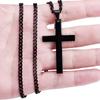 3 Colors Simple Stainless Steel Cross Pendant Necklace Hip Hop Style Christian Charm Necklace For Men Boys Jewelry Gifts