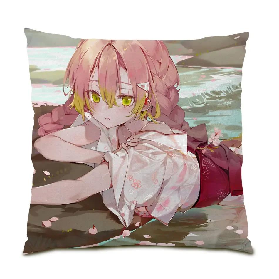 Demon Slayer Pillow Cover Kanroji Mitsuri Anime Girl Throw Pillow Case Cartoon Character Cushion Cover Office Chair Sofa