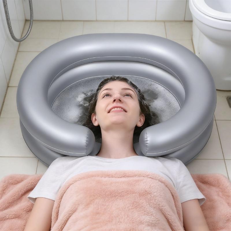 Inflatable Hair Washing Bowl For Bedridden People Portable Shampoo Tub With Wide Opening