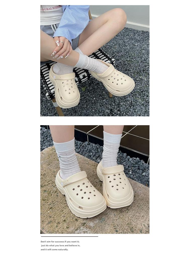 Women's Chunky Height-Boosting Odor-Resistant EVA Beach Sandals - Trendy Summer Baotou Slippers