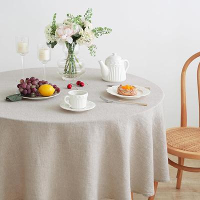 100% French Linen Round Tablecloth, Washable Natural Tablecloth for Dining, Outdoor, Weddings and Restaurants, Easter Decorative