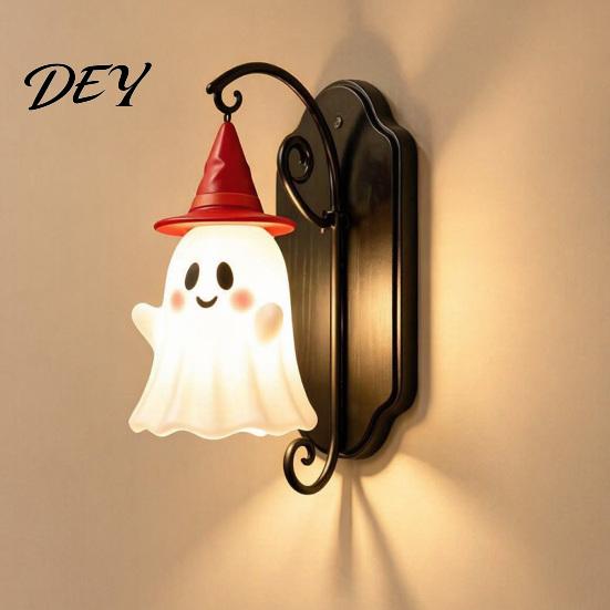 Personalisiertes Einweihungsgeschenk Niedliche Geister-Wandleuchte, Zaubererhut-Lampe, Dekorativer Einzigartiger Halloween-Lampenhalter für Hausflur Eingang Schlafzimmer Dekor