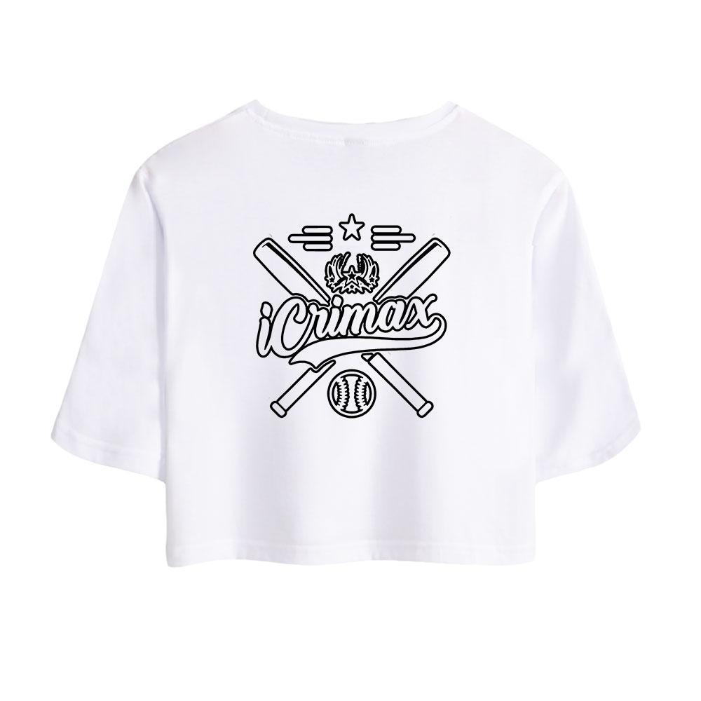 Summer Fashion Women's Sexy Icrimax Letter Print Short Sleeve Crop Top Funny Tee Shirts Hipster O-neck Cool Tops