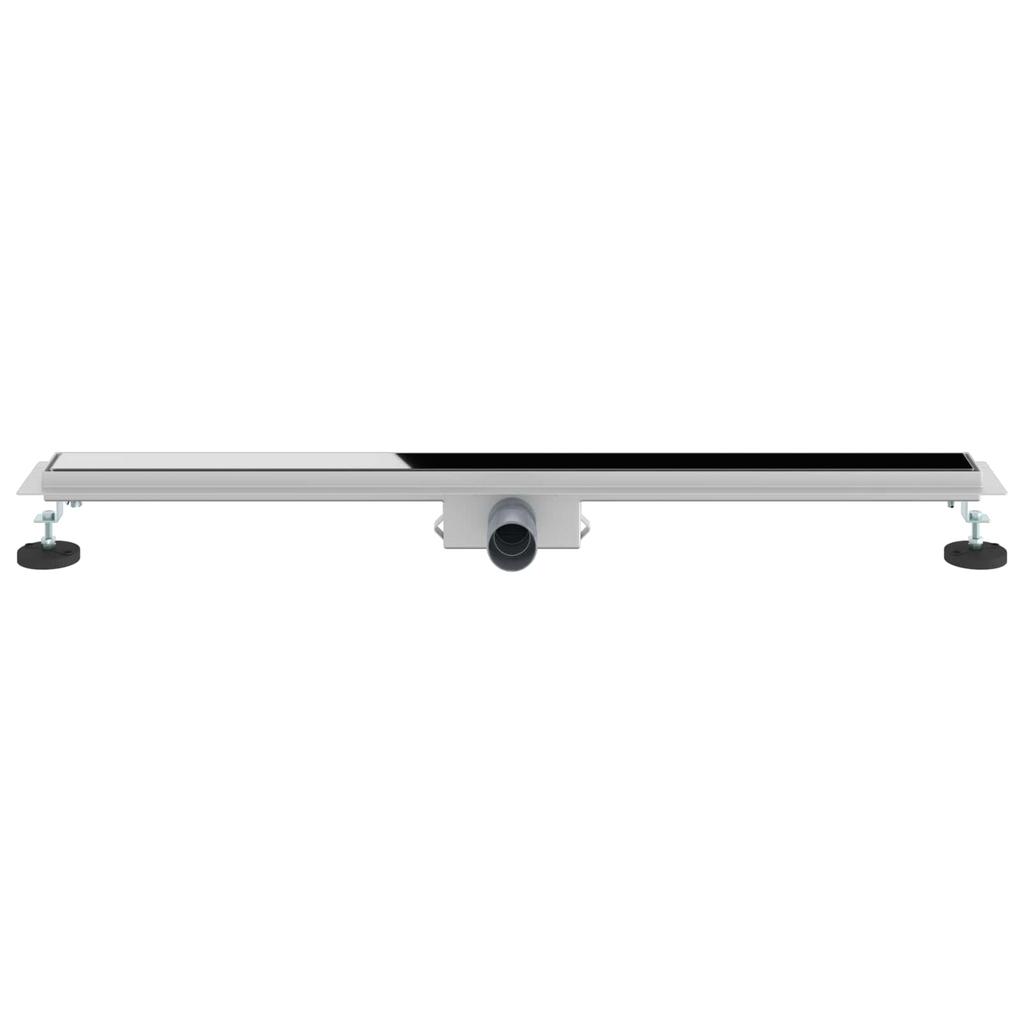 Shower Drain with Glass Cover Black 90 cm Stainless Steel 304
