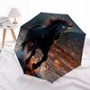 1pc Black Stallion Equine Power Automatic Open/Close Umbrella 8-Rib Strong Frame, Portable Travel Umbrella for Women & Men, Birthday Gift Parties 013