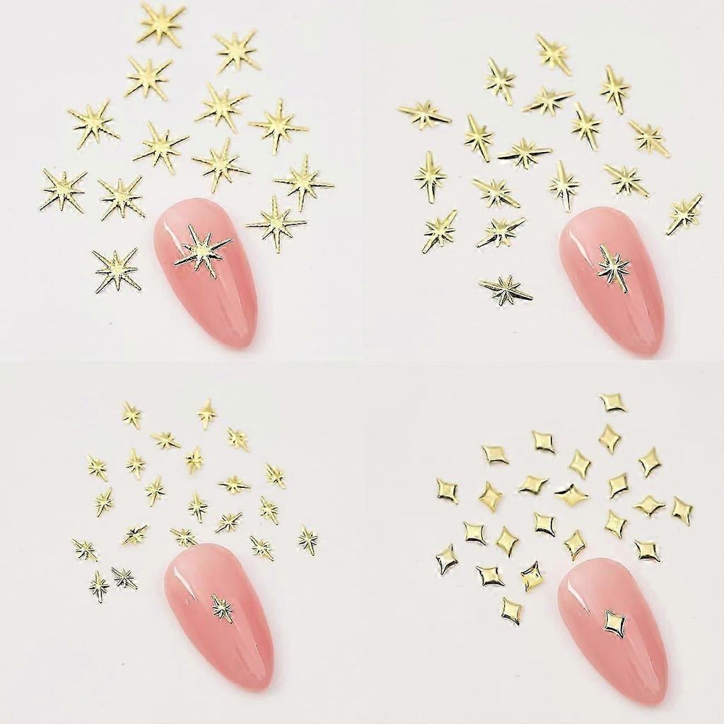 200Pcs Star Nail Charms for Nails Art 3D Star Nail Charms Metal