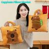 Multifunctional 2 in 1 Capybara Pillow Blanket Plush Soft Travel Blanket Cartoon Cozy Nap Cushion Blanket Office Nap