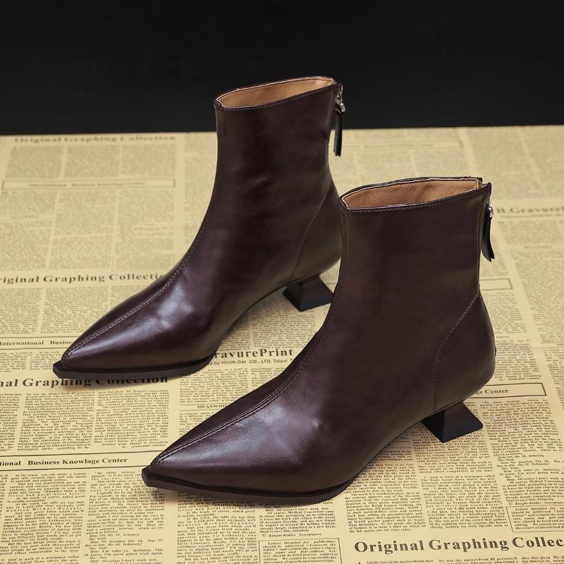 Fashion Vintage Strange Heels Woman Ankle Boots Fashion Pointed Toe Party Dress Short Booties Autumn Winter Ladies Shoes