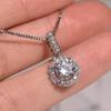 Ladies' Circular Pendant Necklace with Synthetic Zircon Accents on The Collarbone Chain, Fashionable and Sparkling Jewelry, Birthday Gift