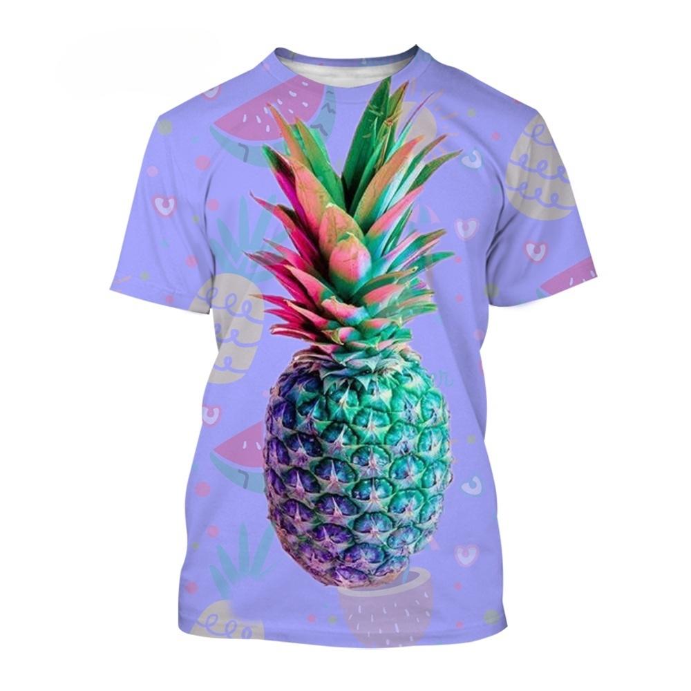 T-Shirt per Ragazzi Casual Cartone Animato Frutta Ananas Stampa Tridimensionale T-Shirt Abbigliamento da Esterno per Bambini Vestiti per Bambini
