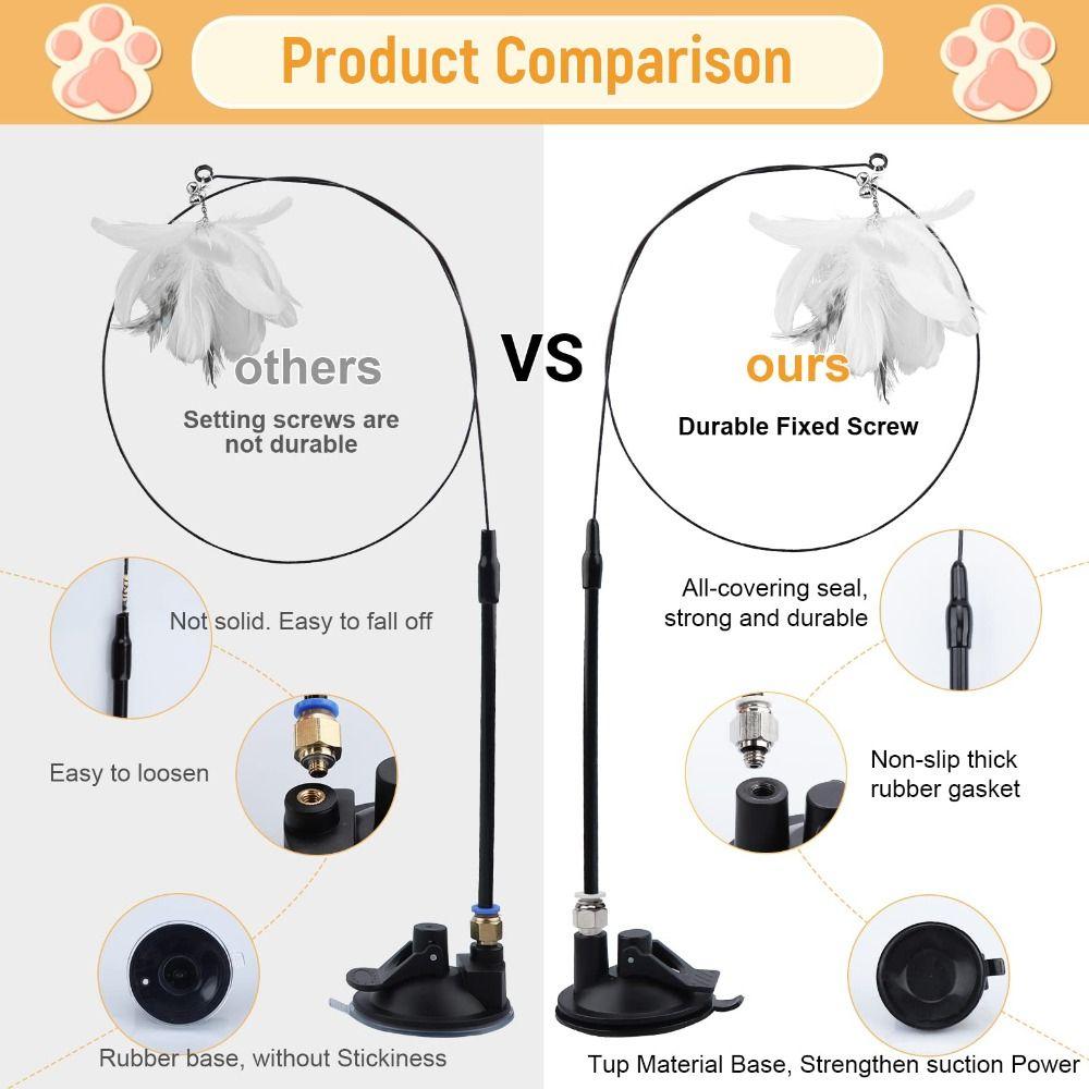 Detachable Feathers Wand 80CM Kitten Toys With Super Suction Cup Cat Teasing Wand Cat Accesorios